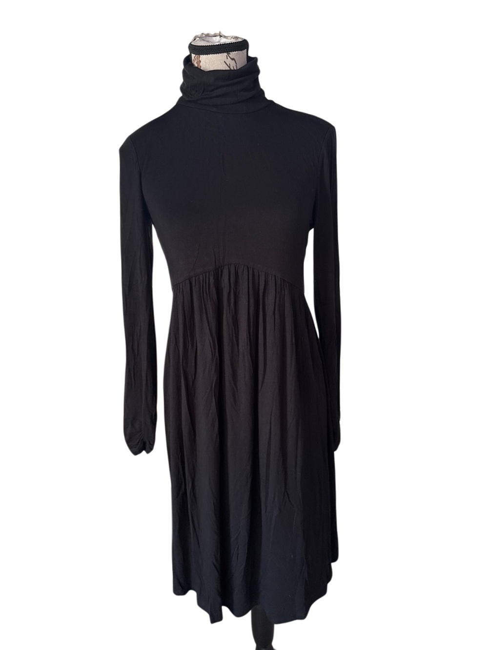 Black Motherhood maternity Turtleneck Long-Sleeve Midi Dress